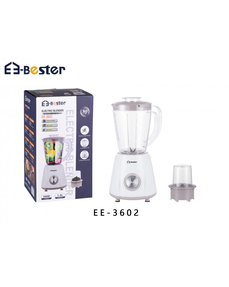 خلاط كهربائي إي-بيستر 1.5 لتر مع مطحنة ، سرعتان – موديل EE-3602