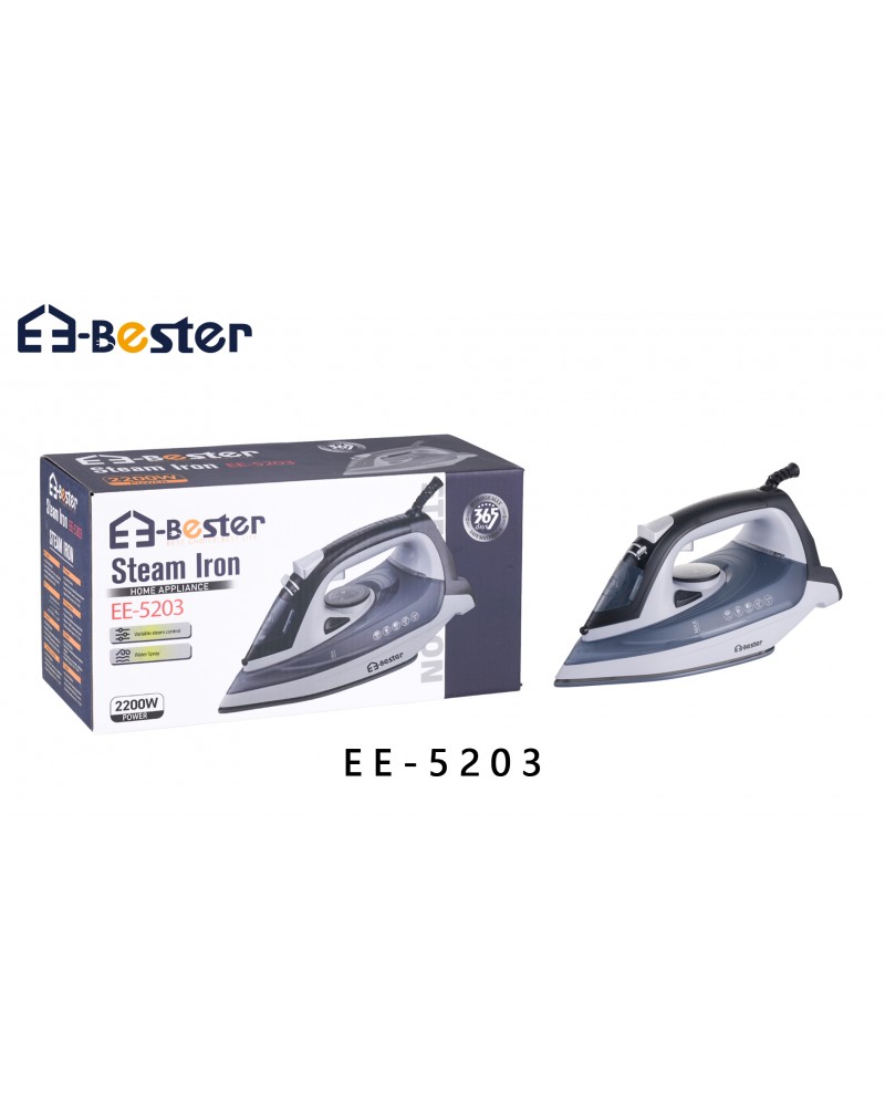 مكواة بخار إي-بيستر 2200 واط مع تحكم بالبخار ورشاش ماء – موديل EE-5203