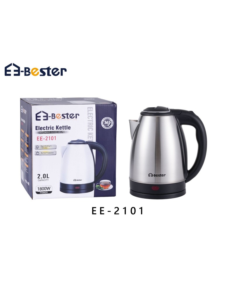 غلاية كهربائية إي-بيستر ستانلس ستيل، سعة 2 لتر، 1800 واط – موديل EE-2101